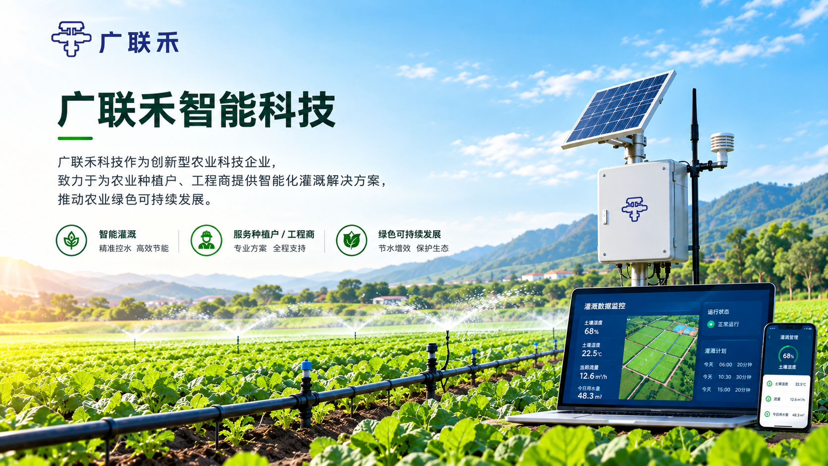 广联禾智能科技 —— 智能灌溉解决方案，服务种植户与工程商，推动农业绿色可持续发展